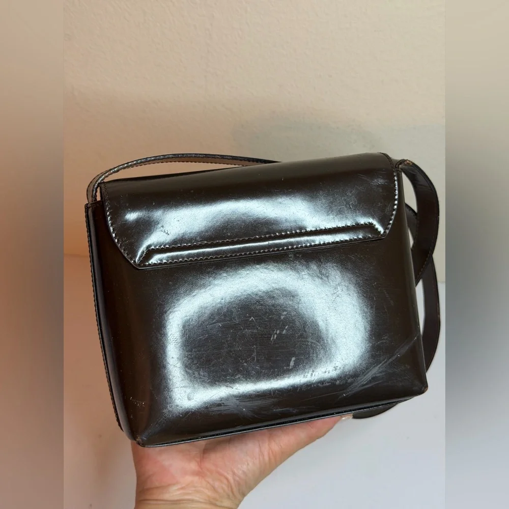 Vintage Gucci Shoulder Bag in Brown Enamel Leather PROJECT - Picture 8 of 16